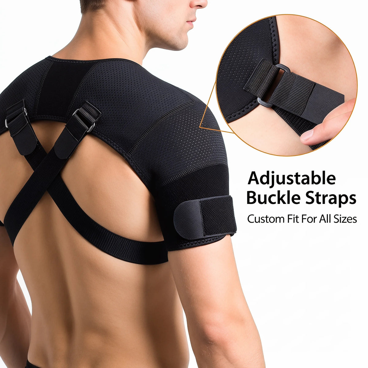 Adjustable Double Shoulder Brace Breathable Compression Support for Pain Relief — photo 4