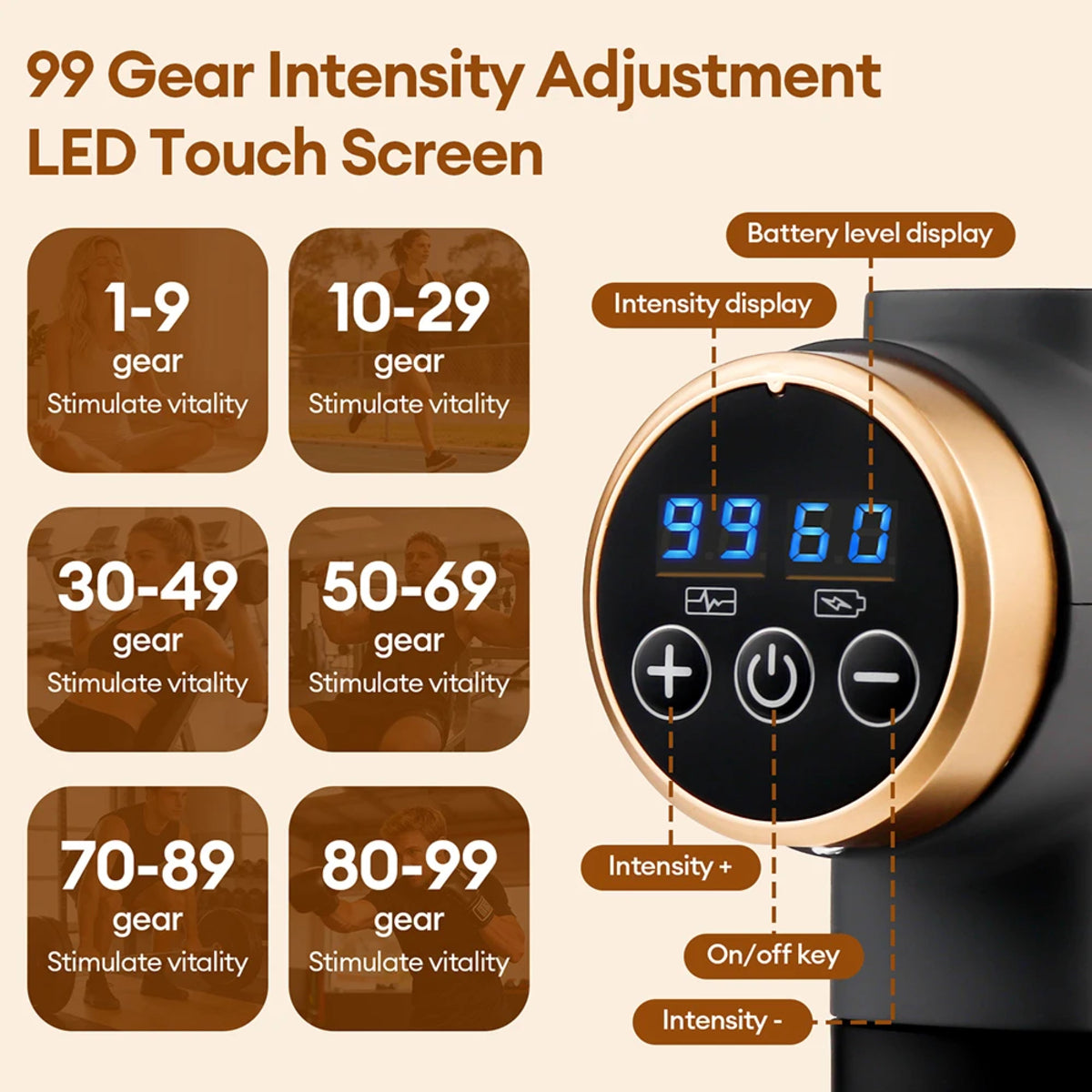 11-in-1 Electric Massage Gun 99-Speed Deep Tissue Muscle Massager — photo 4