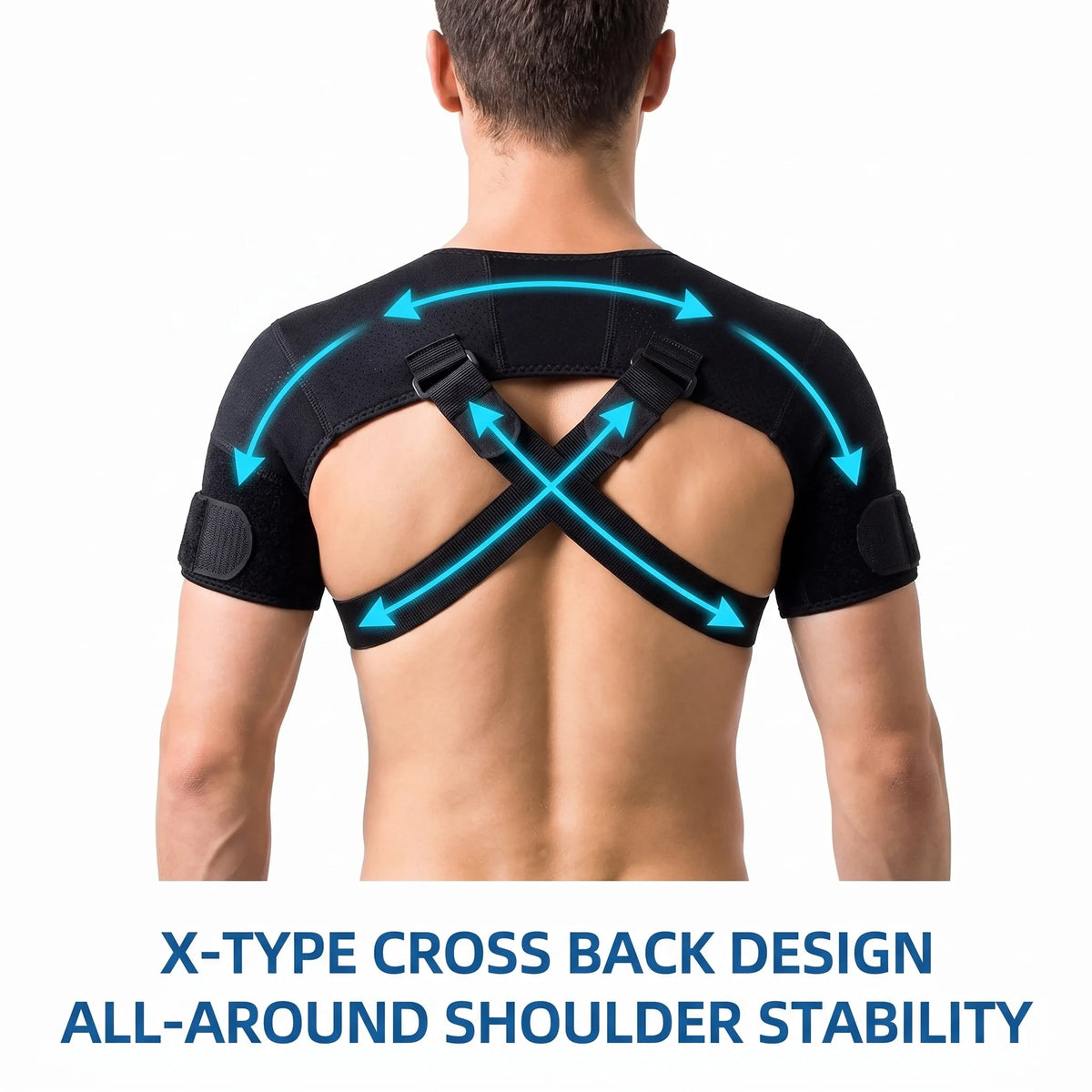 Adjustable Double Shoulder Brace Breathable Compression Support for Pain Relief — photo 5