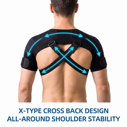 Adjustable Double Shoulder Brace Breathable Compression Support for Pain Relief — photo 5