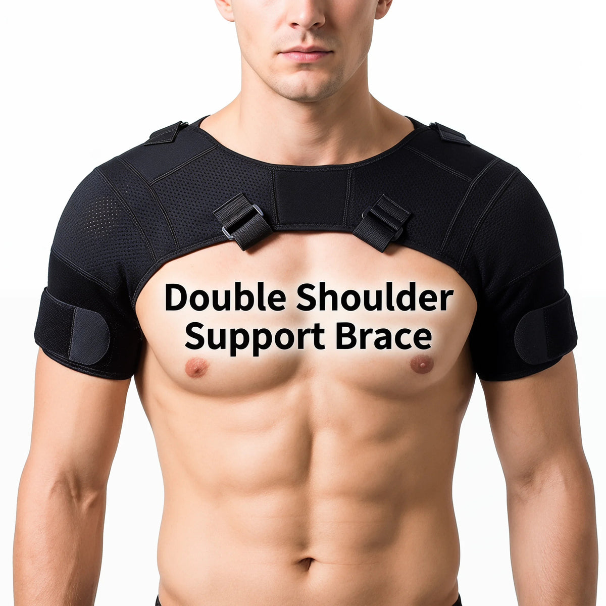 Adjustable Double Shoulder Brace Breathable Compression Support for Pain Relief — photo 6