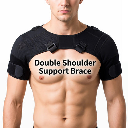 Adjustable Double Shoulder Brace Breathable Compression Support for Pain Relief — photo 6