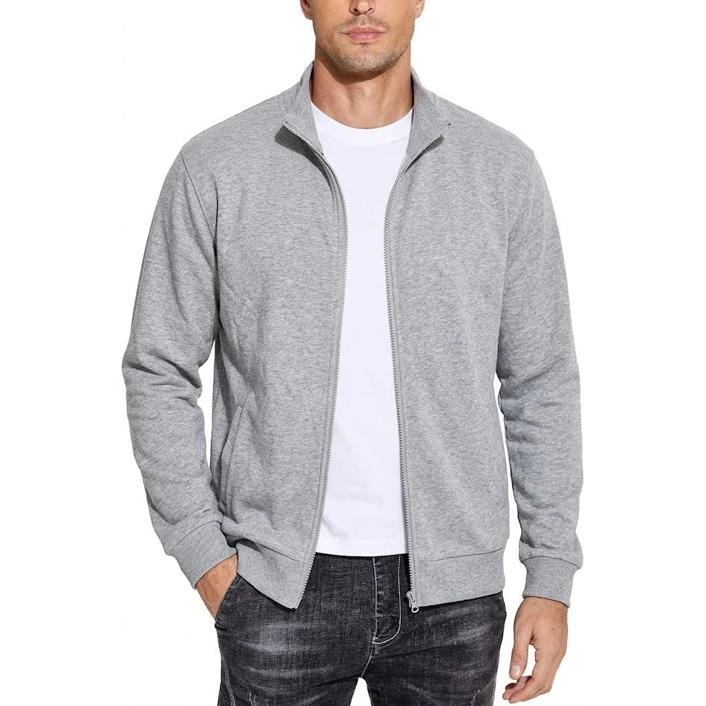 Men's Zip-Up Cotton Sweatshirt Jacket, Breathable Classic Relaxed Fit — photo 6