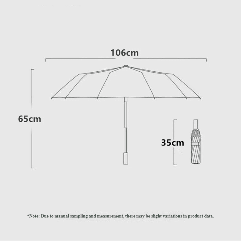 Automatic Folding Umbrella with Wooden Handle – Windproof Large Canopy Rain Umbrella, Black, Navy or Red — photo 9