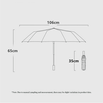 Automatic Folding Umbrella with Wooden Handle – Windproof Large Canopy Rain Umbrella, Black, Navy or Red — photo 9