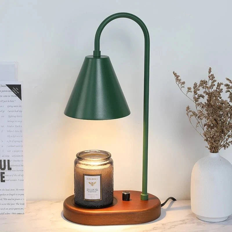 Candle Warmer Lamp with Dimmer – Wood Base & Metal Shade Candle Warmer for Jar Candles, Flameless, 2 Bulbs Included, 3 Colours — photo 8