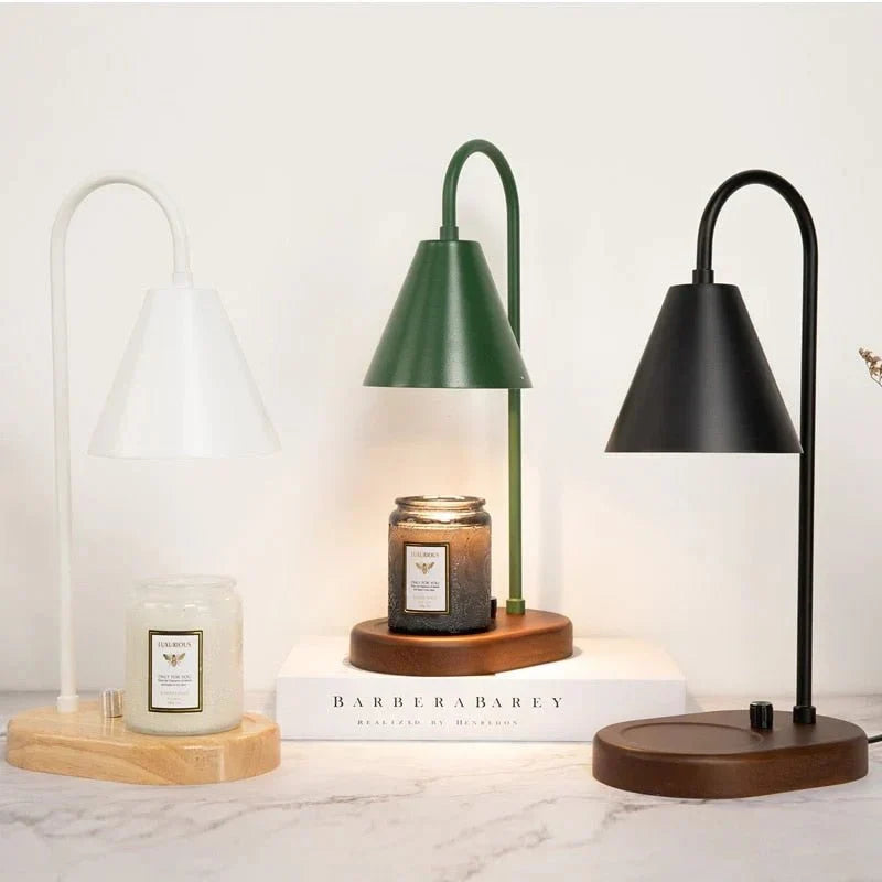 Candle Warmer Lamp with Dimmer – Wood Base & Metal Shade Candle Warmer for Jar Candles, Flameless, 2 Bulbs Included, 3 Colours — photo 4