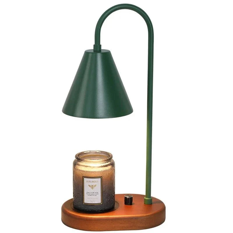 Candle Warmer Lamp with Dimmer – Wood Base & Metal Shade Candle Warmer for Jar Candles, Flameless, 2 Bulbs Included, 3 Colours — photo 6