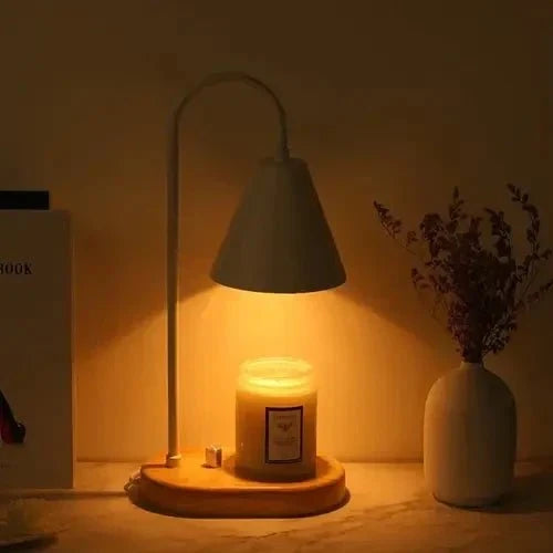 Candle Warmer Lamp with Dimmer – Wood Base & Metal Shade Candle Warmer for Jar Candles, Flameless, 2 Bulbs Included, 3 Colours — photo 2