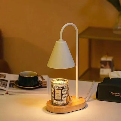 Candle Warmer Lamp with Dimmer – Wood Base & Metal Shade Candle Warmer for Jar Candles, Flameless, 2 Bulbs Included, 3 Colours — photo 3