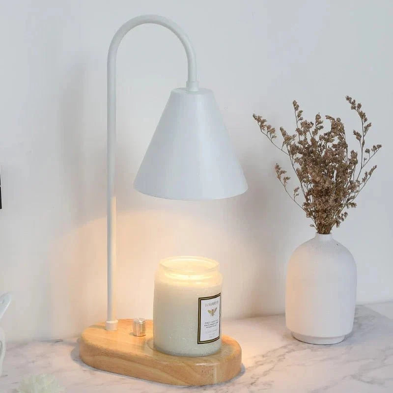 Candle Warmer Lamp with Dimmer – Wood Base & Metal Shade Candle Warmer for Jar Candles, Flameless, 2 Bulbs Included, 3 Colours — photo 1