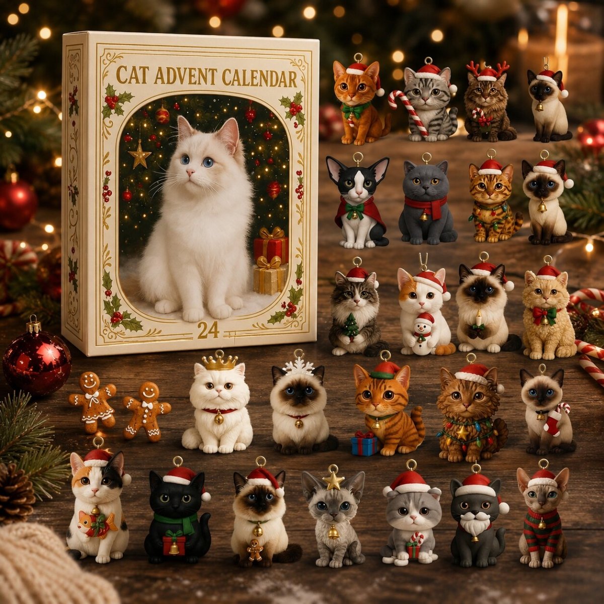 Cat Advent Calendar 2026 for Cat Lovers – Christmas Countdown with 24 Holiday Cat Figurines, Gift for Cat Lovers — photo 1