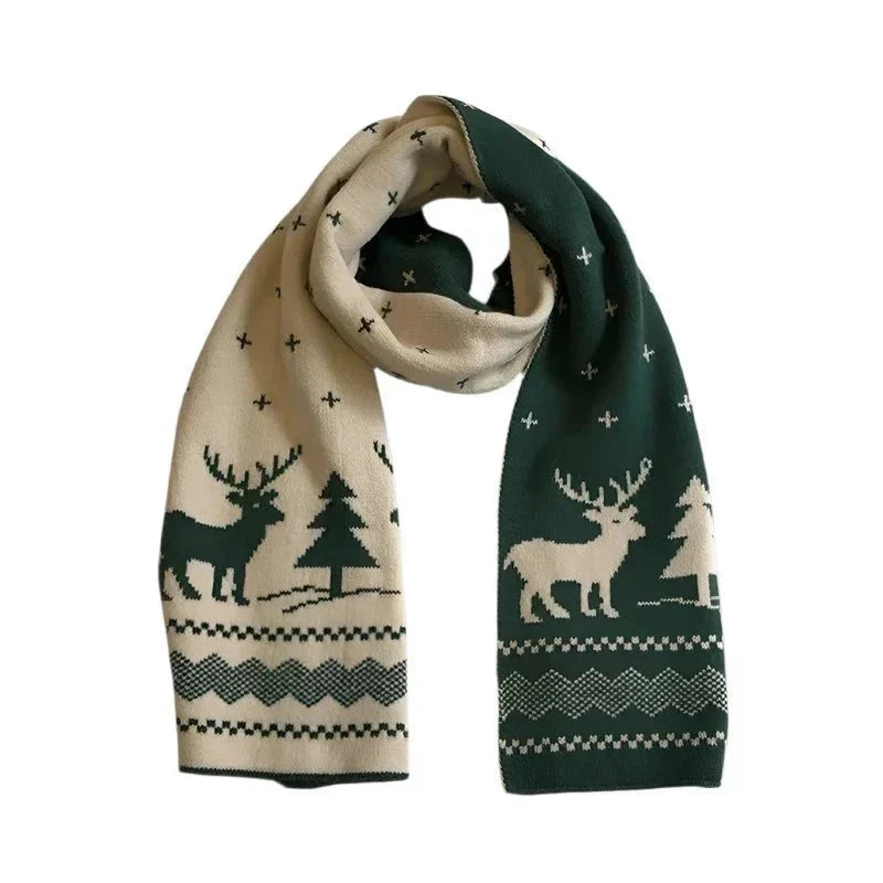 Women's Reversible Christmas Scarf | Deer and Elk Knit Pattern | Soft Wool Feel Winter Wrap for Festive and Daily Use — photo 7