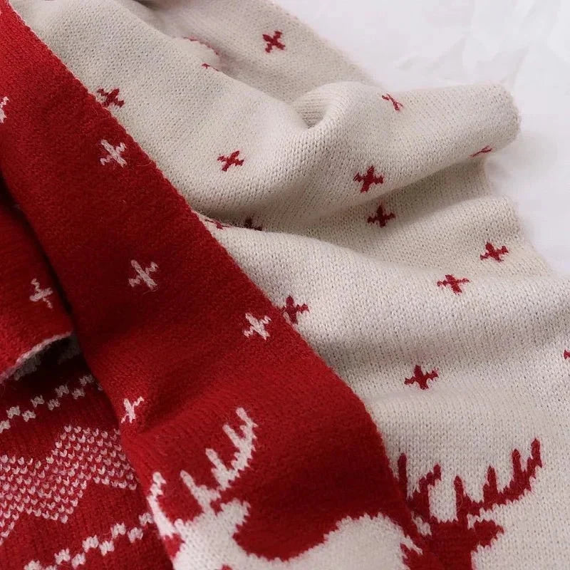 Women's Reversible Christmas Scarf | Deer and Elk Knit Pattern | Soft Wool Feel Winter Wrap for Festive and Daily Use — photo 4