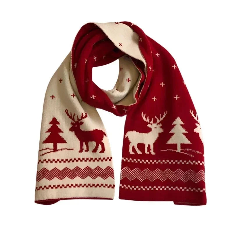 Women's Reversible Christmas Scarf | Deer and Elk Knit Pattern | Soft Wool Feel Winter Wrap for Festive and Daily Use — photo 6