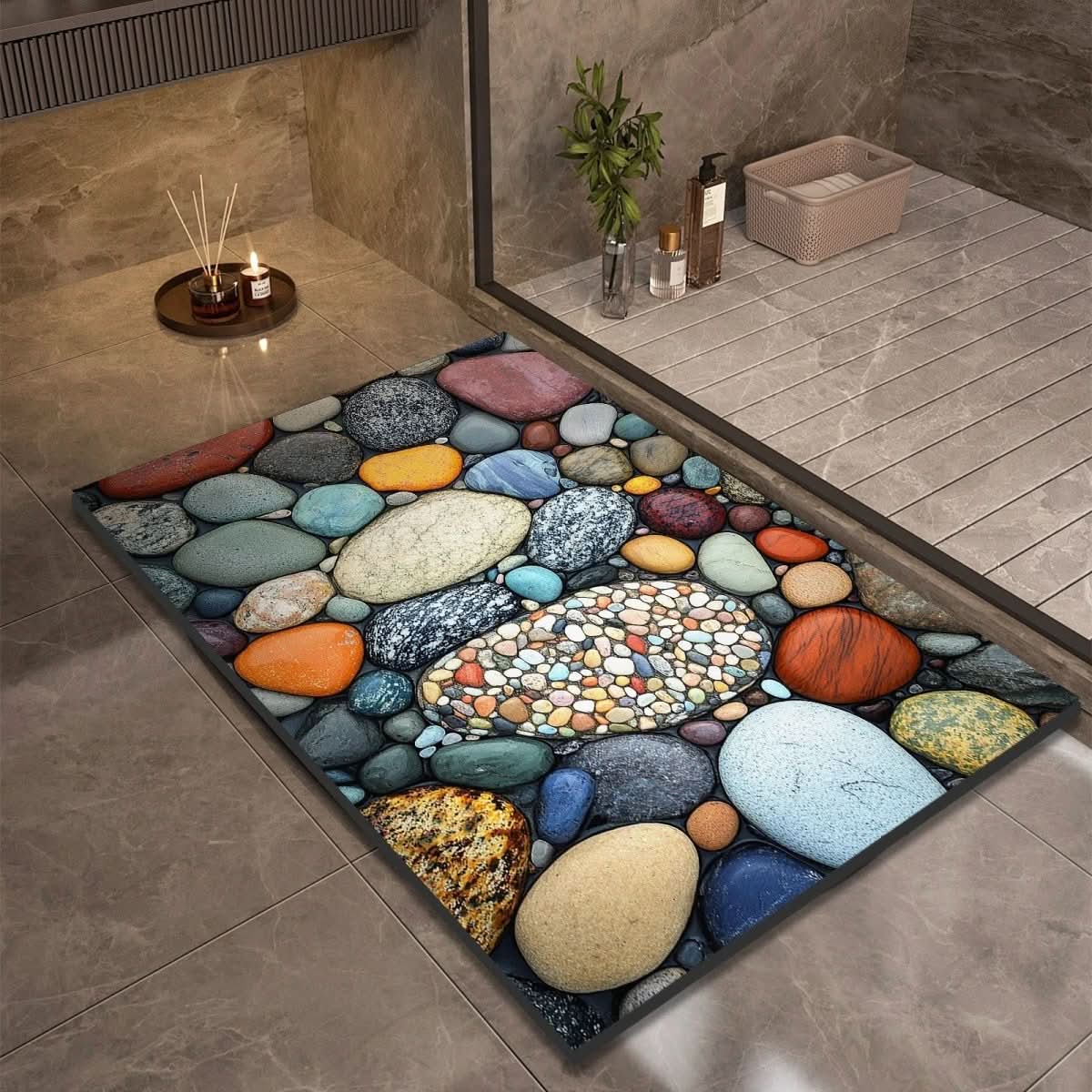 Diatomite Bath Mat with Non-Slip Rubber Base – Quick Dry Absorbent Bath Mat, 17 Designs, 16 x 24 to 24 x 35 in — photo 4