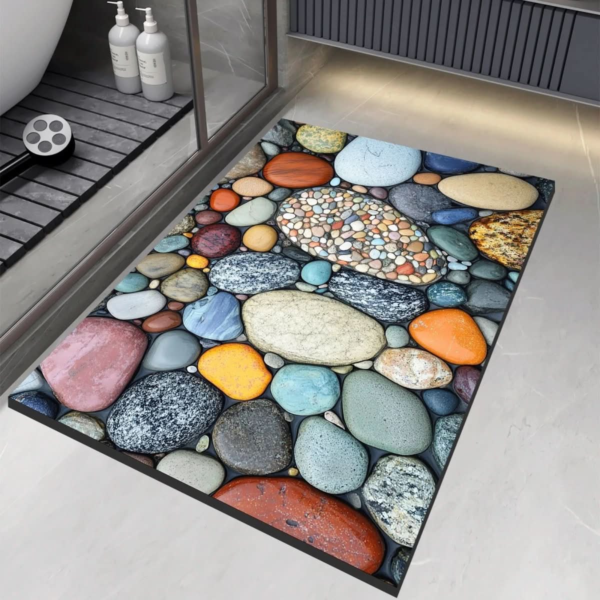 Diatomite Bath Mat with Non-Slip Rubber Base – Quick Dry Absorbent Bath Mat, 17 Designs, 16 x 24 to 24 x 35 in — photo 1