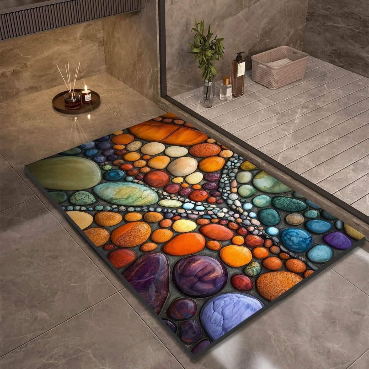 Diatomite Bath Mat with Non-Slip Rubber Base – Quick Dry Absorbent Bath Mat, 17 Designs, 16 x 24 to 24 x 35 in — photo 3