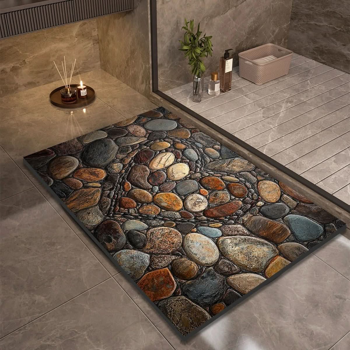 Diatomite Bath Mat with Non-Slip Rubber Base – Quick Dry Absorbent Bath Mat, 17 Designs, 16 x 24 to 24 x 35 in — photo 2