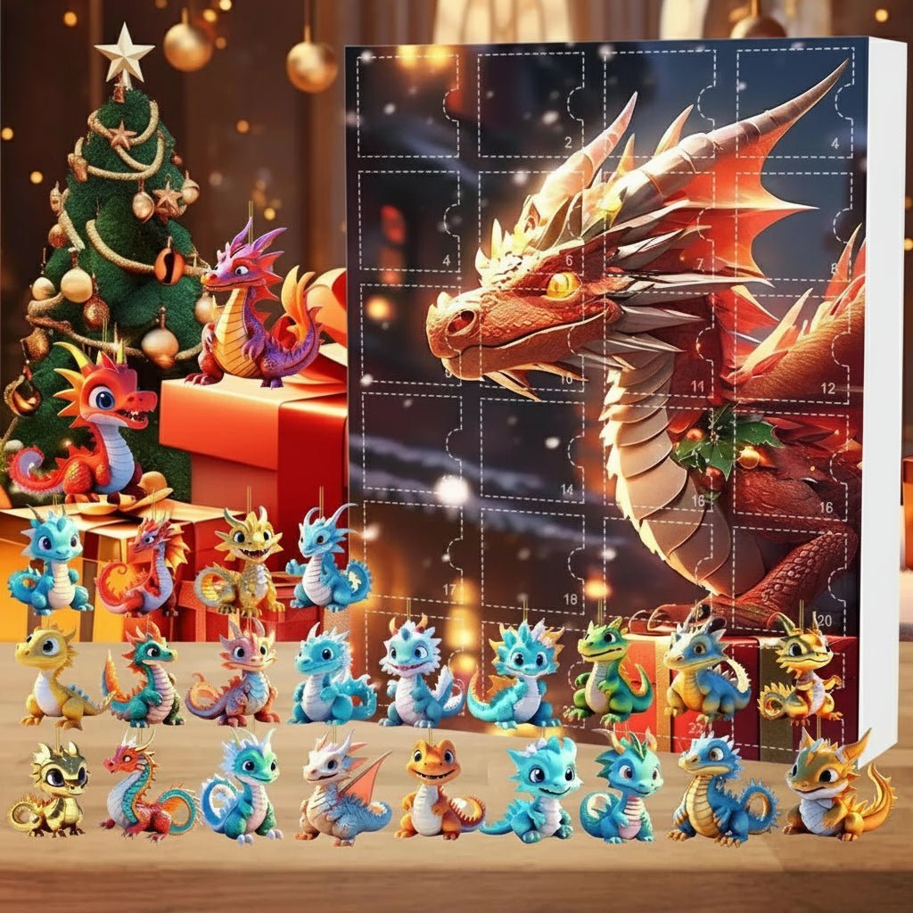 Dragon Advent Calendar – 24 Cute Cartoon Dragon Keychain Pendants, Christmas Countdown for Kids 6+ & Collectors — photo 2