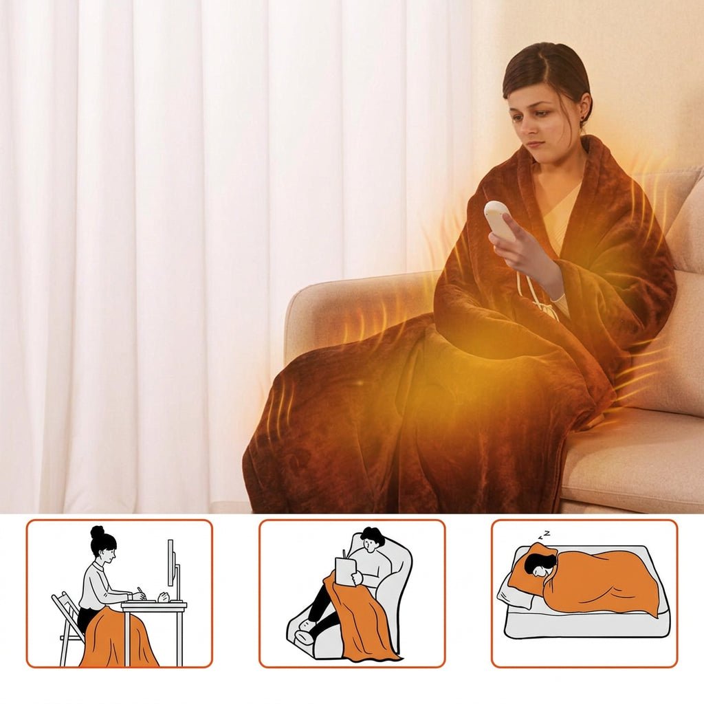 Electric Heated Flannel Blanket 59 x 50 in – 6 Heat Settings, 1–8 Hour Timer, Overheat Protection, Machine Washable — photo 4