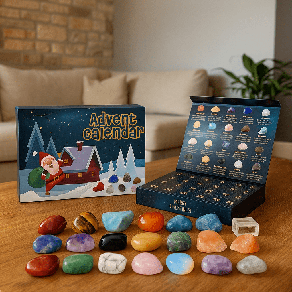 Gemstone Advent Calendar – 24 Natural Crystals & Stones for the Christmas Countdown, Rock Collection Gift, 2 Styles — photo 1