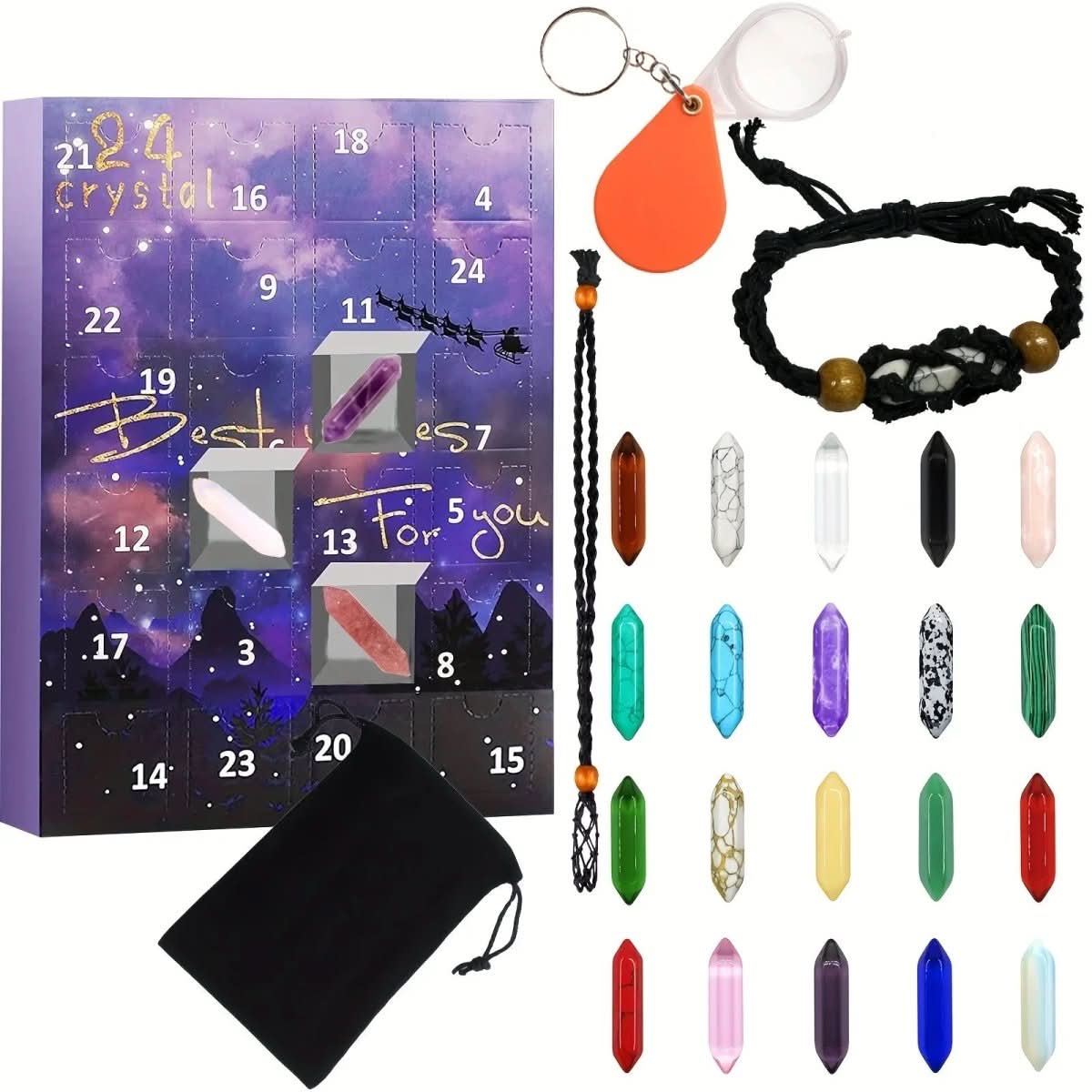 Gemstone Advent Calendar – 24 Natural Crystals & Stones for the Christmas Countdown, Rock Collection Gift, 2 Styles — photo 4