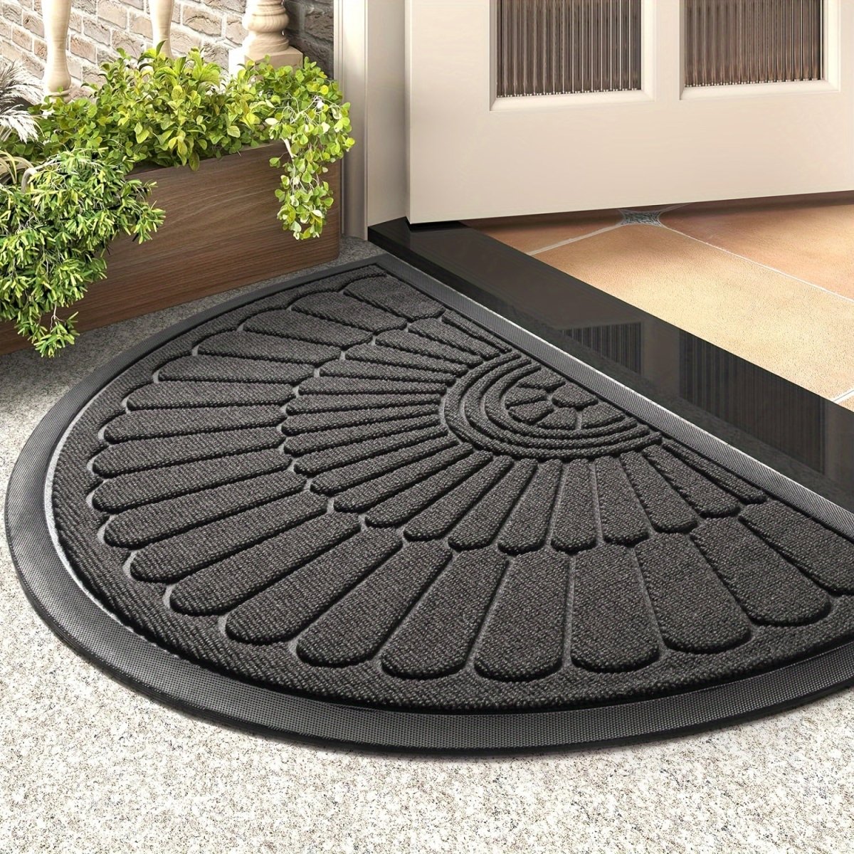 Half Round Rubber Door Mat – Heavy Duty Outdoor & Indoor Doormat, 3 Colours, 17x30 or 24x35 in — photo 3