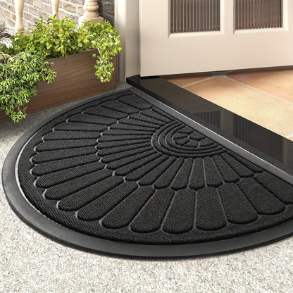 Half Round Rubber Door Mat – Heavy Duty Outdoor & Indoor Doormat, 3 Colours, 17x30 or 24x35 in — photo 1