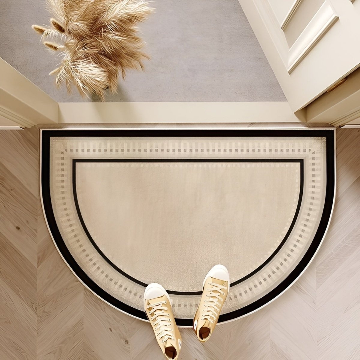 Half Round Striped Doormat – Non-Slip Velvet Front Door Mat for Indoor & Outdoor, 20 x 31 in, 6 Designs — photo 2