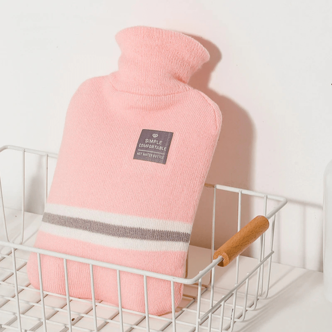 Hot Water Bottle with Knit Cover, 34 oz – Soft Warmth for Cold Winter Nights, 5 Colours — photo 4