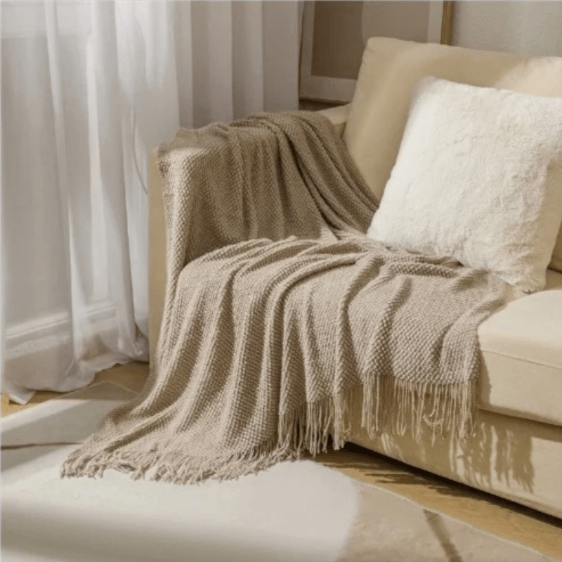 Knit Throw Blanket with Tassels – Soft Acrylic Merino-Look Throw for Couch & Bed, 9 Colours, 50 x 68 or 51 x 87 in — photo 8