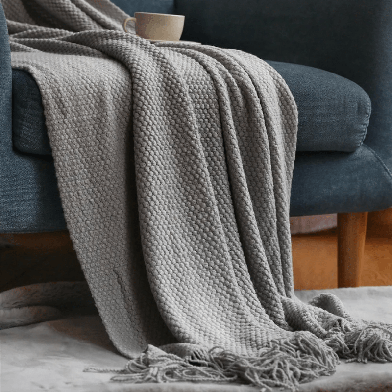 Knit Throw Blanket with Tassels – Soft Acrylic Merino-Look Throw for Couch & Bed, 9 Colours, 50 x 68 or 51 x 87 in — photo 10