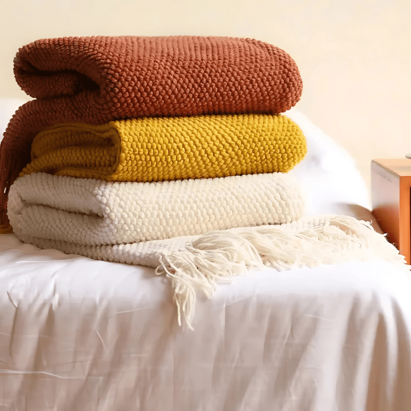Knit Throw Blanket with Tassels – Soft Acrylic Merino-Look Throw for Couch & Bed, 9 Colours, 50 x 68 or 51 x 87 in — photo 2