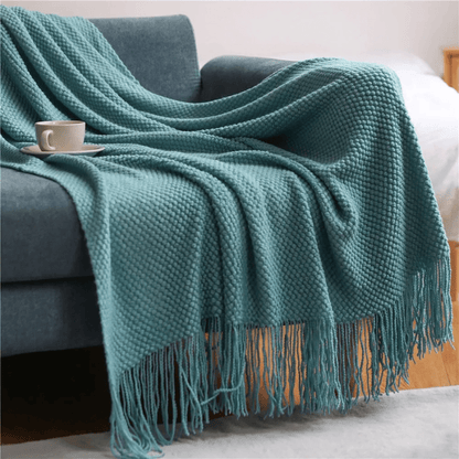 Knit Throw Blanket with Tassels – Soft Acrylic Merino-Look Throw for Couch & Bed, 9 Colours, 50 x 68 or 51 x 87 in — photo 11