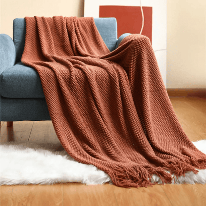 Knit Throw Blanket with Tassels – Soft Acrylic Merino-Look Throw for Couch & Bed, 9 Colours, 50 x 68 or 51 x 87 in — photo 4