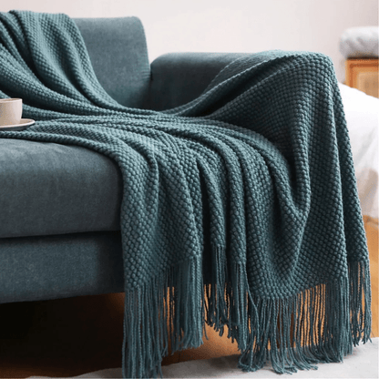 Knit Throw Blanket with Tassels – Soft Acrylic Merino-Look Throw for Couch & Bed, 9 Colours, 50 x 68 or 51 x 87 in — photo 3
