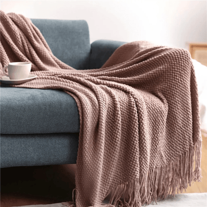 Knit Throw Blanket with Tassels – Soft Acrylic Merino-Look Throw for Couch & Bed, 9 Colours, 50 x 68 or 51 x 87 in — photo 6