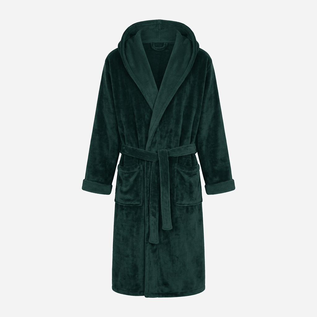 Men's Fleece Robe with Hood – Soft Two-Tone Hooded Bathrobe with Pockets & Belt, Machine Washable, S–3XL – Calico — photo 1