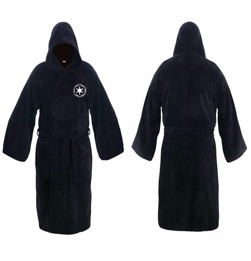 Men's Long Flannel Robe with Hood – Warm Extra-Long Hooded Bathrobe with Belt, Absorbent, Black or Brown – Hommes — photo 7