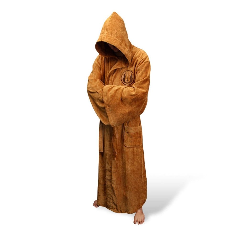 Men's Long Flannel Robe with Hood – Warm Extra-Long Hooded Bathrobe with Belt, Absorbent, Black or Brown – Hommes — photo 8