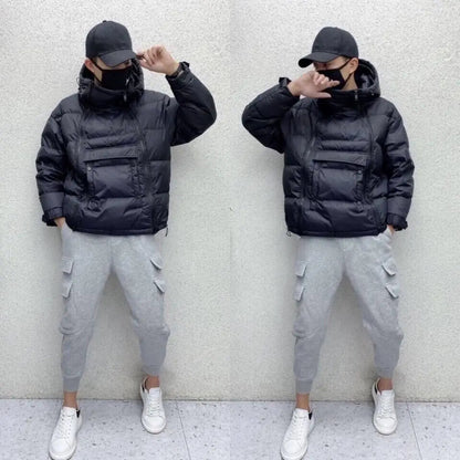 Men's Puffer Jacket with Hood – Shiny Quilted Winter Coat with Double Zipper, Black, M-5XL – Hommes Winter Warmer — photo 3