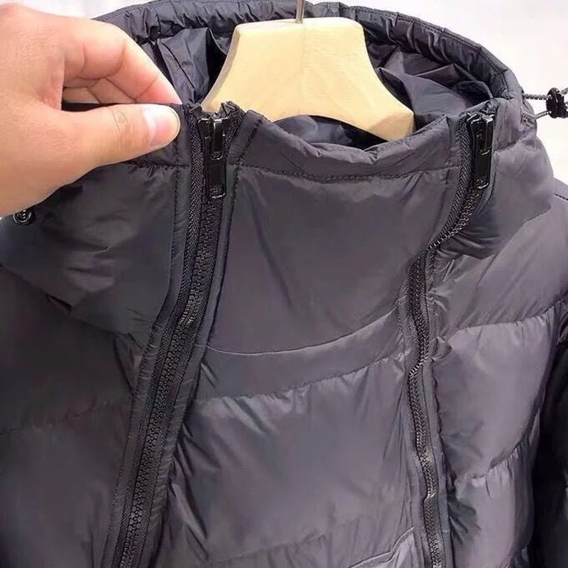 Men's Puffer Jacket with Hood – Shiny Quilted Winter Coat with Double Zipper, Black, M-5XL – Hommes Winter Warmer — photo 1
