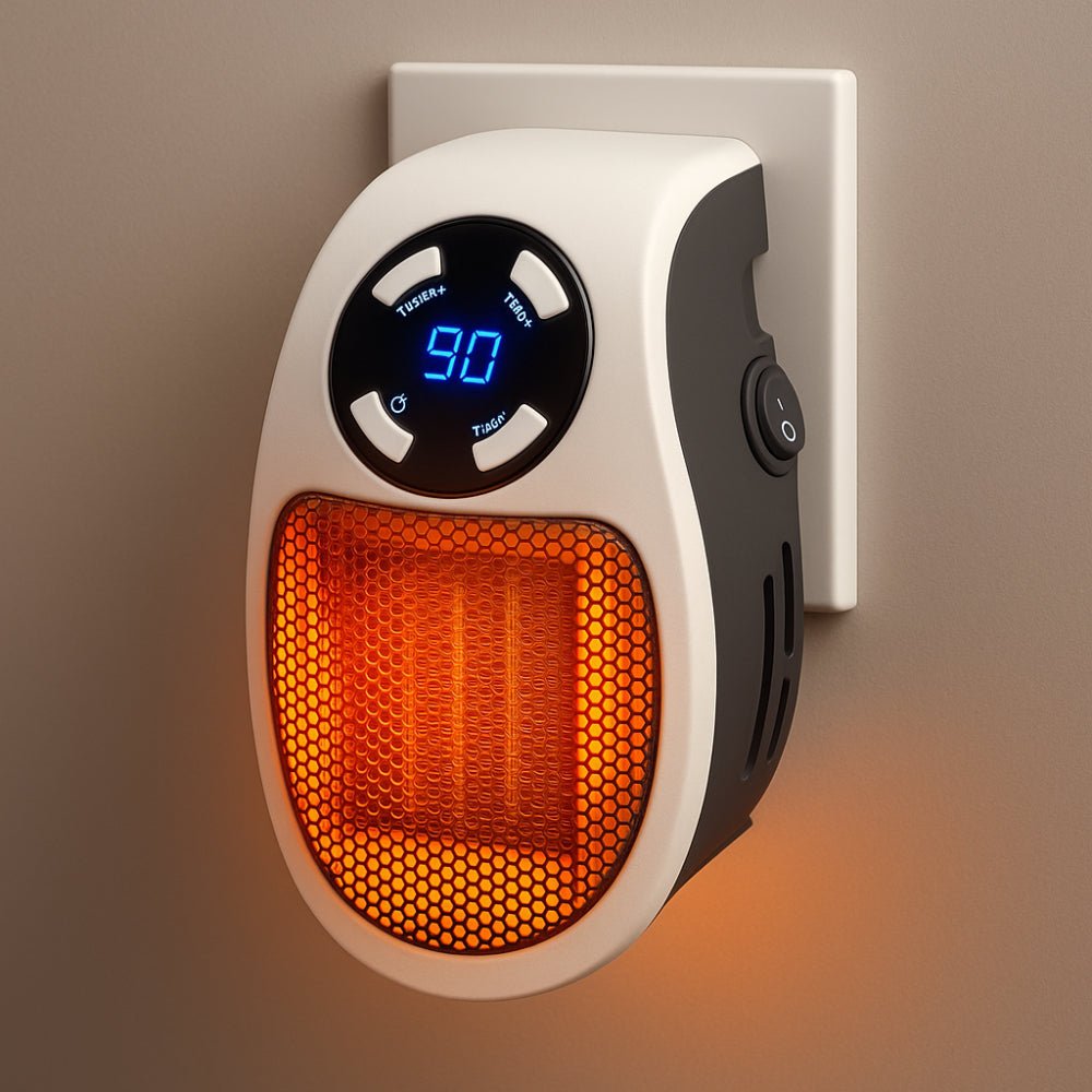 Plug-In Space Heater 350W – Mini Ceramic Wall Outlet Heater with Thermostat, 1-12 Hour Timer & LED Display, Bathroom & Office — photo 1