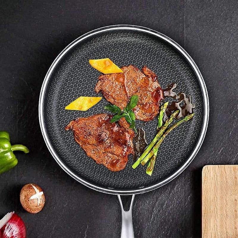 Stainless Steel Non-Stick Frying Pan – Scratch-Resistant Honeycomb Skillet, 7-Ply, Induction & Oven Safe, PFOA-Free — photo 3
