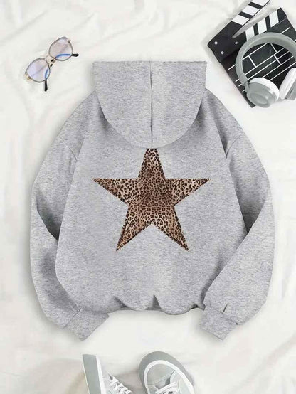 Women's Hoodie with Leopard Star Back Print – Casual Graphic Hooded Sweatshirt, Blue or Silver, S–XL – Flōre — photo 2