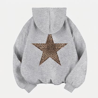 Women's Hoodie with Leopard Star Back Print – Casual Graphic Hooded Sweatshirt, Blue or Silver, S–XL – Flōre — photo 1