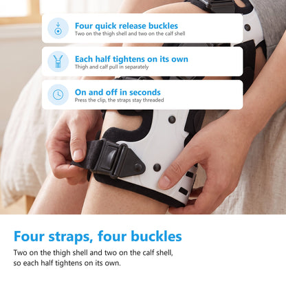 Hinged Knee Brace with Adjustable Side Hinge and Four Quick Release Straps — photo 5