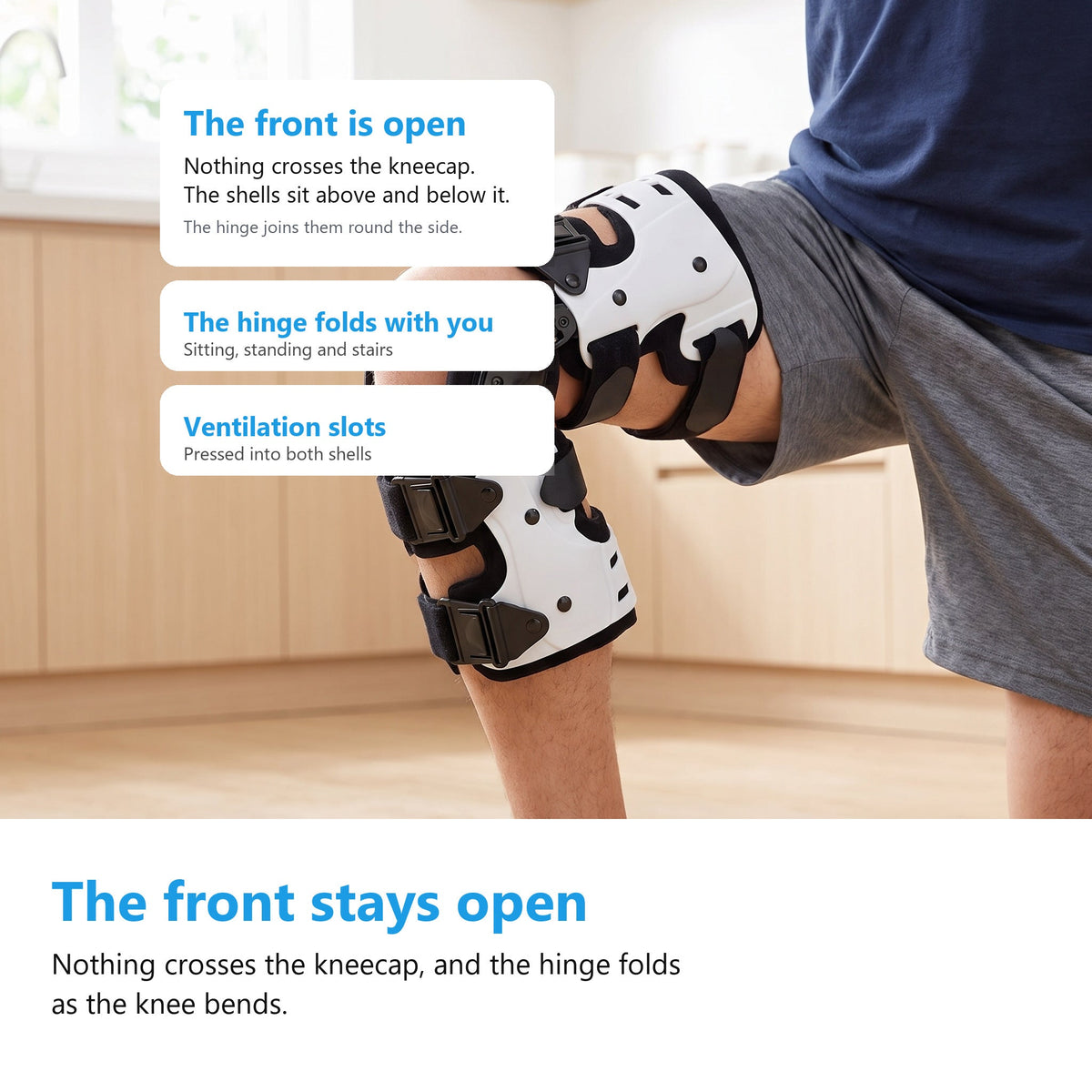 Hinged Knee Brace with Adjustable Side Hinge and Four Quick Release Straps — photo 6