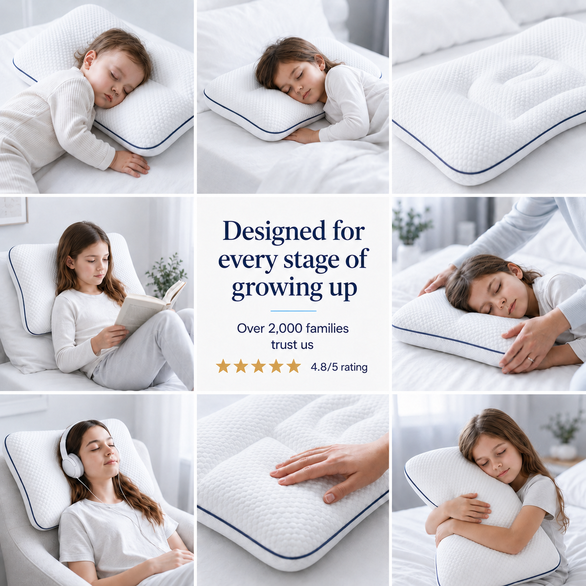 Kids Memory Foam Pillow, Ergonomic Support For Growing Sleepers — photo 10